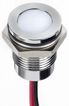 RS PRO White Panel Mount Indicator, 1.8V dc, 3.3 V dc, Lead Wire Termination, IP67