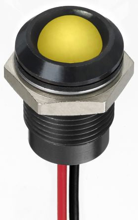 RS PRO Yellow Panel Mount Indicator, 1.8V dc, 3.3 V dc, Lead Wire Termination, IP67