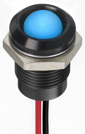 RS PRO Blue Panel Mount Indicator, 24V dc, Lead Wire Termination, IP67