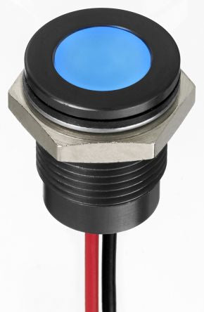 RS PRO Blue Panel Mount Indicator, 24V dc, Lead Wire Termination, IP67