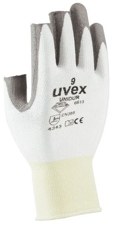 uvex Unidur White High Performance Polyethylene Work Gloves, Size 7, Polyurethane Coating