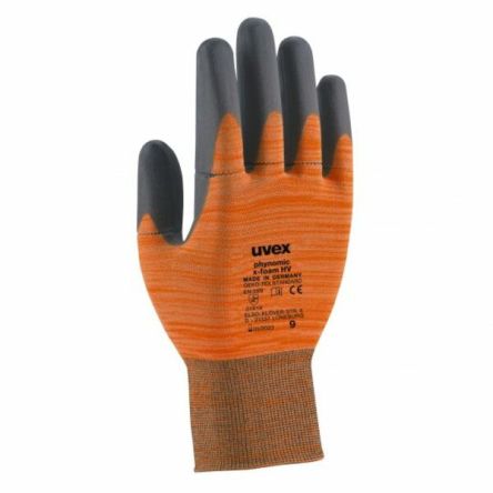 uvex Phynomic x-foam HV Orange Polyamide, Elastane Work Gloves, Size 7, Aqua Polymer Foam Coating