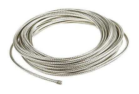 TE Connectivity Expandable Braided Copper Silver Cable Sleeve, 100m Length 5 mm Cable Diameter, RayBraid Series - pack size 100 units