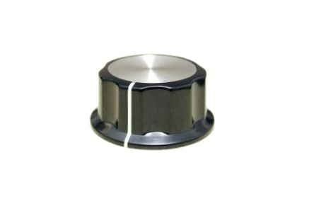 RS PRO 45 mm Knob Diameter Black Potentiometer Knob for 6.4 mm Shaft Circular