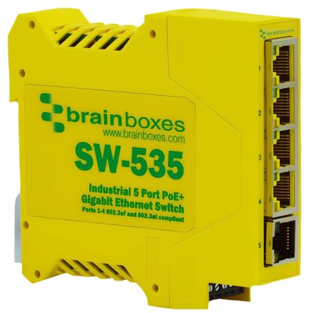 Brainboxes SW-535 Unmanaged 5 Port Ethernet Switch Power Over Ethernet