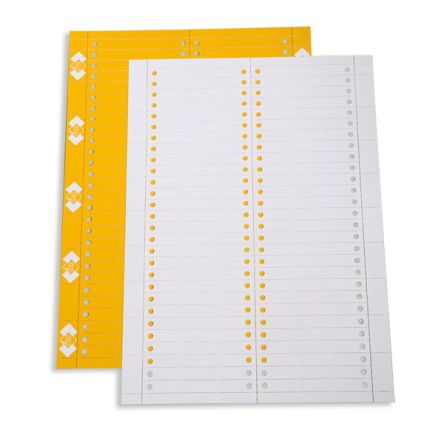 SES Sterling PLIO CLICK Cable Labels, White, Yellow, Pre-printed "Logo, Barcode, Printable Text, QR code (via - pack size 10 units
