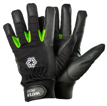 Tegera TEGERA Black, Green Polyester, Synthetic Leather Gloves, Size 12, Synthetic Leather Coating - pack size 6 units