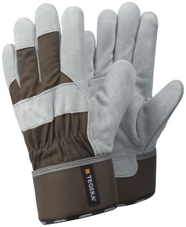 Tegera TEGERA Grey, White Leather Work Gloves, Size 9 - pack size 6 units