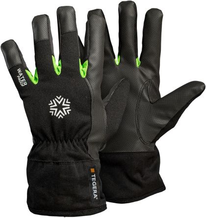 Tegera TEGERA Black, Green Synthetic Leather Work Gloves, Size 10 - pack size 6 units