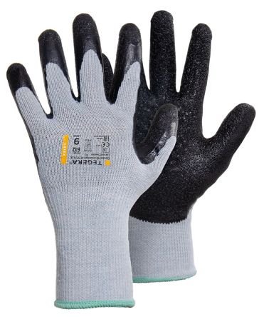 Tegera TEGERA Black, Grey Cotton, Polyester Work Gloves, Size 10, Latex Coating - pack size 12 units