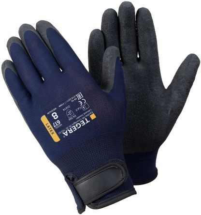 Tegera TEGERA Black, Blue Nylon Work Gloves, Size 11, Latex Coating - pack size 12 units