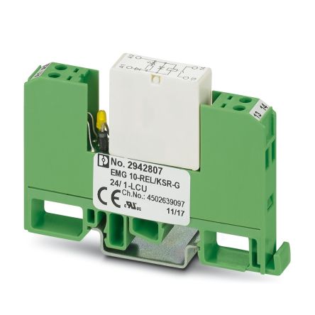 Phoenix Contact EMG Series Relay Module, DIN Rail, 24V Coil, SPST, 21mA - pack size 10 units