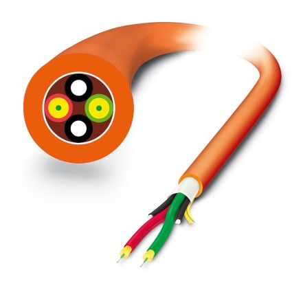 Phoenix Contact Fibreglass Fibre Optic Cable Fibre Optic Cable, 2.2 mm Polyvinyl Chloride, Orange, 1 m