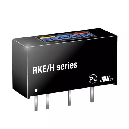 Recom RKE/H DC/DC Converter, 5V dc/ 200 mA, 12V dc Input 1 W, Through Hole, 85 °C Max Temp -40 °C Min Temp, 7-Pin SIP-7