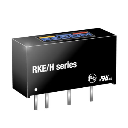 Recom RKE/H DC/DC Converter, 5V dc/ 200 mA, 24V dc Input 1 W, Through Hole, 85 °C Max Temp -40 °C Min Temp, 7-Pin SIP-7